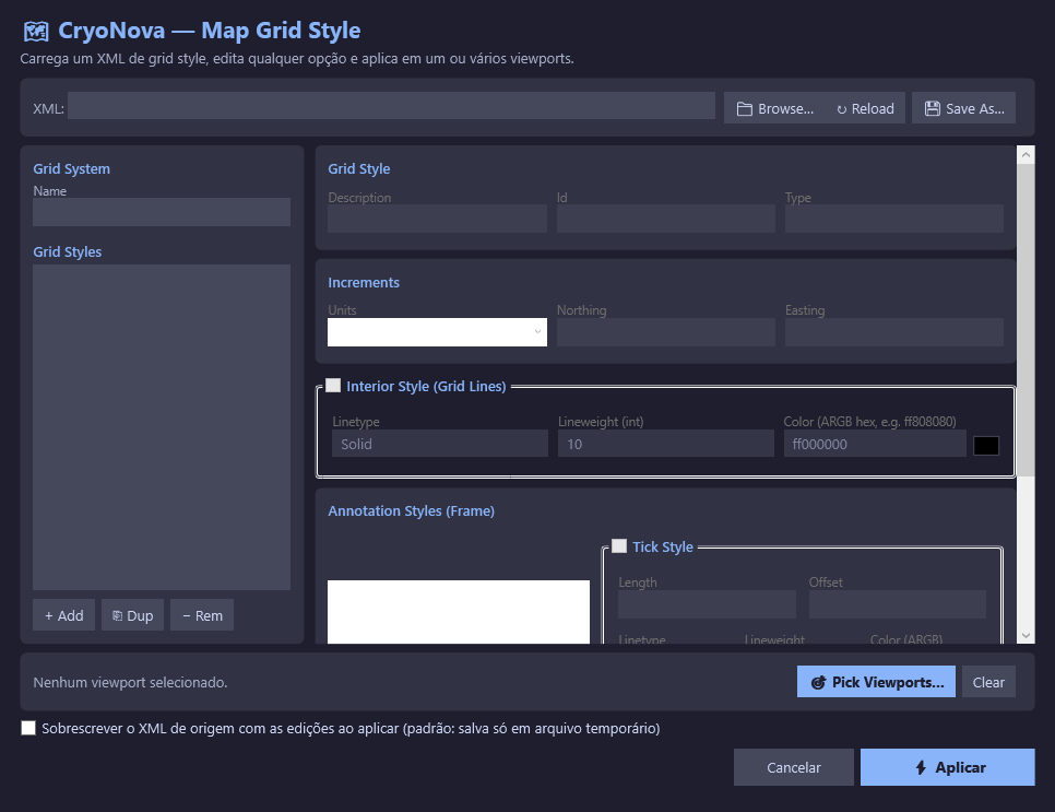 Editor de estilos de grid